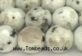 CLJ651 15 inches 8mm faceted round sesame jasper beads