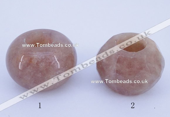 CLO21 19*30mm rondelle loose strawberry quartz gemstone beads wholesale