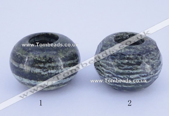 CLO25 19*30mm rondelle loose green silver line jasper beads wholesale