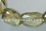 CLQ05 faceted freeform brick natural lemon quartz beads