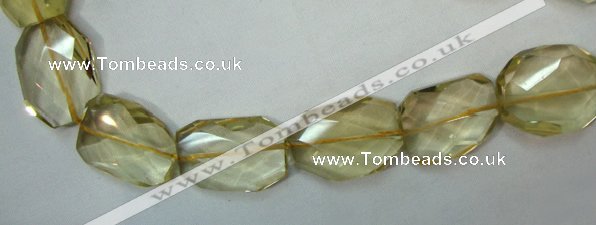 CLQ05 faceted freeform brick natural lemon quartz beads