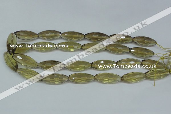 CLQ14 15.5 inches 12*30mm faceted rice natural lemon quartz beads