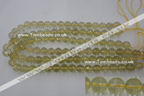 CLQ164 15.5 inches 12mm faceted round natural lemon quartz beads