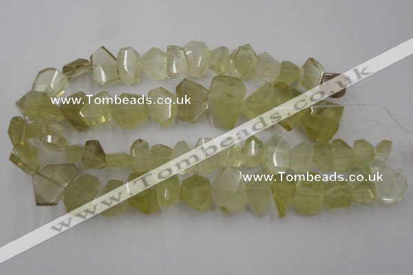 CLQ173 13*18mm – 20*28mm faceted nuggets natural lemon quartz beads