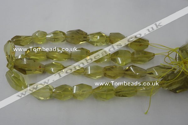 CLQ175 14*20mm – 16*28mm faceted nuggets natural lemon quartz beads
