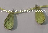 CLQ252 Top-drilled 10*20mm faceted teardrop natural lemon quartz beads