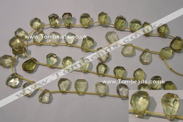 CLQ254 Top-drilled 12*16mm – 13*18mm faceted freeform lemon quartz beads