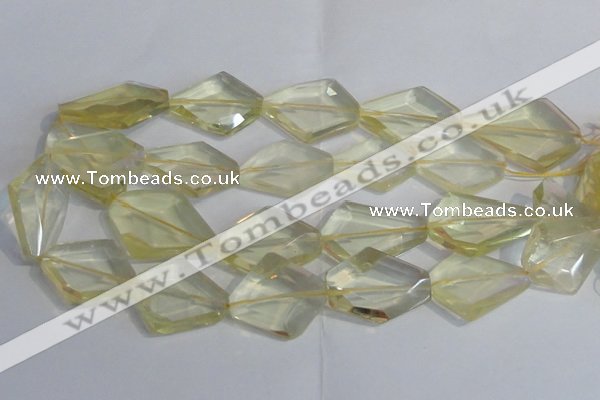 CLQ265 15.5 inches 20*25mm - 30*35mm faceted freeform lemon quartz beads