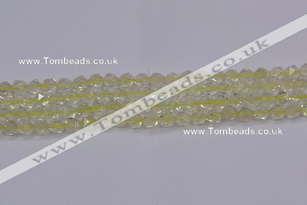 CLQ312 15.5 inches 8mm faceted nuggets lemon quartz beads