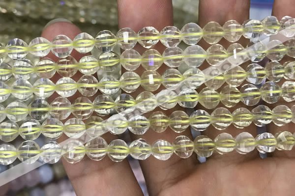 CLQ321 15.5 inches 6mm faceted round natural lemon quartz beads