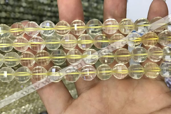 CLQ323 15.5 inches 10mm faceted round natural lemon quartz beads