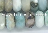 CLR105 15.5 inches 6*10mm faceted rondelle larimar gemstone beads