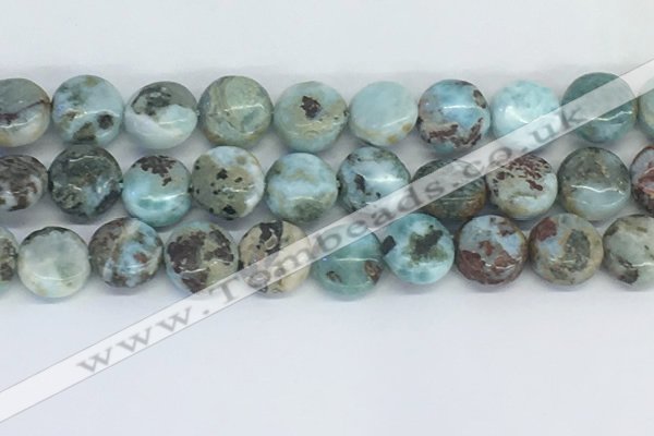 CLR129 15.5 inches 10mm flat round larimar gemstone beads