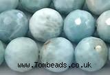 CLR156 15 inches 9mm faceted round larimar gemstone beads