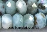 CLR162 15 inches 6*8mm faceted rondelle larimar beads wholesale