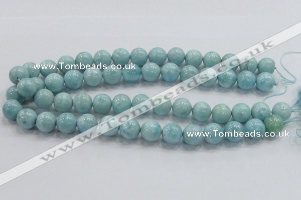 CLR21 15.5 inches 14mm round grade AA natural larimar gemstone beads