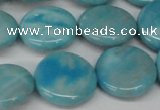 CLR364 15.5 inches 18mm flat round dyed larimar gemstone beads