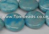 CLR365 15.5 inches 20mm flat round dyed larimar gemstone beads