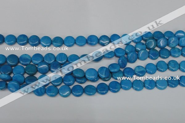 CLR410 15.5 inches 10mm flat round dyed larimar gemstone beads