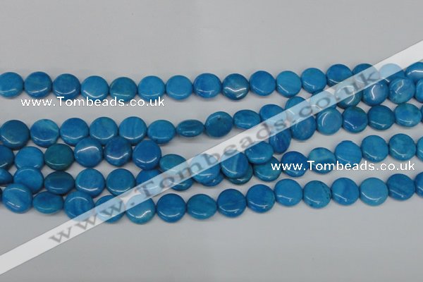 CLR411 15.5 inches 12mm flat round dyed larimar gemstone beads