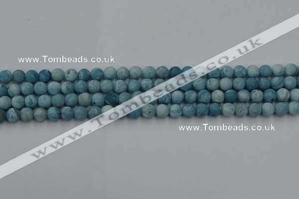 CLR611 15.5 inches 6mm round matte imitation larimar beads