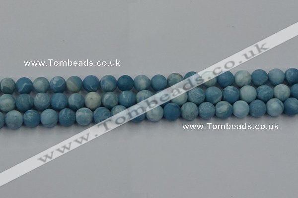 CLR612 15.5 inches 8mm round matte imitation larimar beads