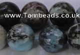 CLR65 15.5 inches 14mm round natural larimar gemstone beads