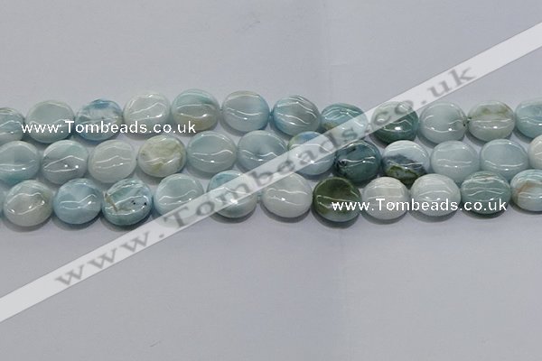 CLR85 15.5 inches 12mm flat round larimar gemstone beads