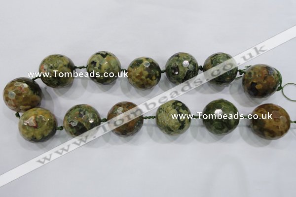 CLS05 15.5 inches 30mm faceted round large peacock gemstone beads