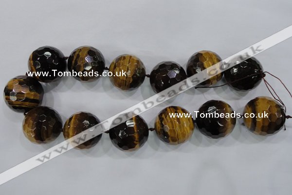 CLS06 15.5 inches 30mm faceted round large yellow tiger eye beads