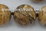 CLS10 15.5 inches 30mm faceted round large picture jasper beads