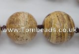 CLS101 15.5 inches 25mm faceted round large picture jasper beads