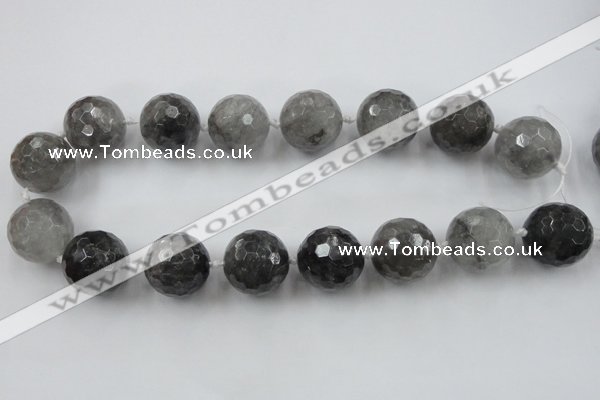 CLS105 15.5 inches 25mm faceted round large cloudy quartz beads