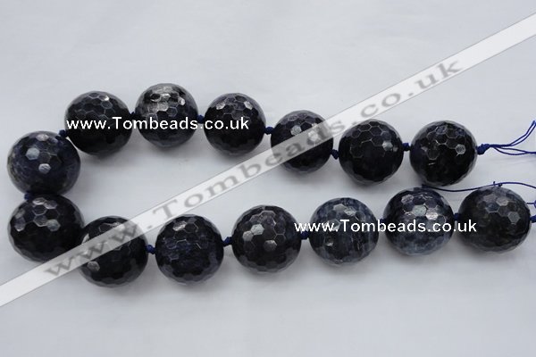 CLS12 15.5 inches 30mm faceted round large blue dumortierite beads