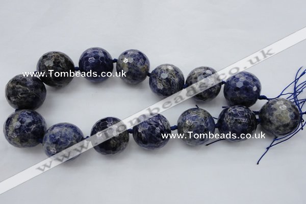 CLS14 15.5 inches 30mm faceted round large sodalite gemstone beads