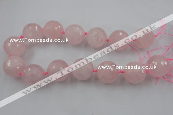 CLS15 15.5 inches 30mm faceted round large rose quartz beads