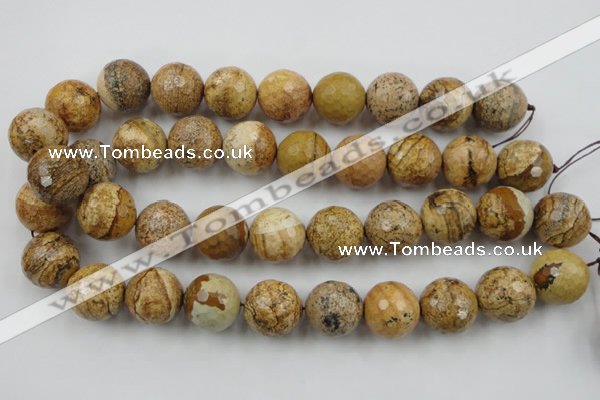 CLS151 15.5 inches 20mm faceted round picture jasper beads