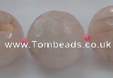 CLS16 15.5 inches 30mm faceted round large pink quartz beads