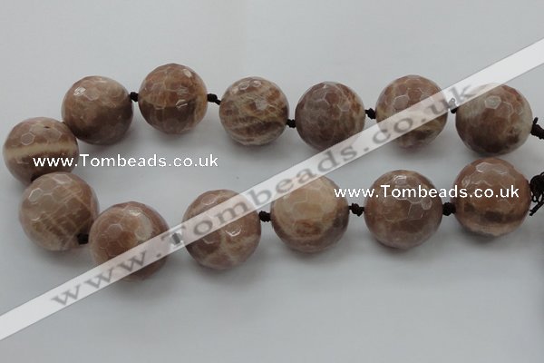 CLS17 15.5 inches 30mm faceted round large moonstone beads