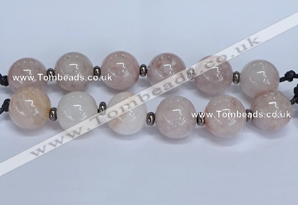 CLS250 7.5 inches 30mm round large pink quartz beads wholesale