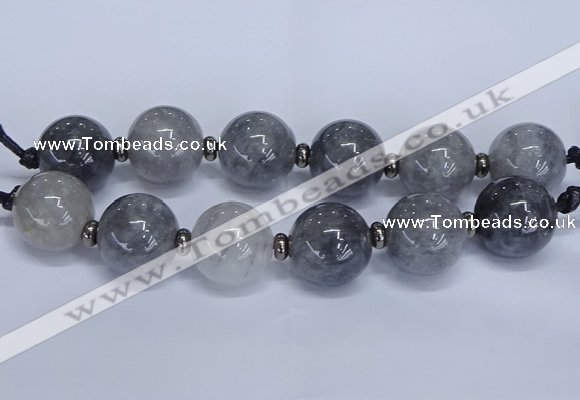 CLS251 7.5 inches 30mm round large cloudy quartz beads wholesale