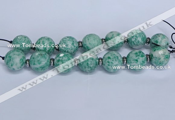 CLS302 7.5 inches 25mm faceted round large Qinghai jade beads