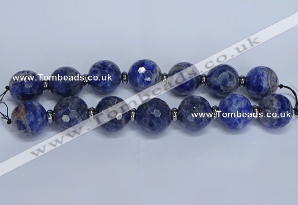 CLS304 7.5 inches 25mm faceted round large sodalite gemstone beads