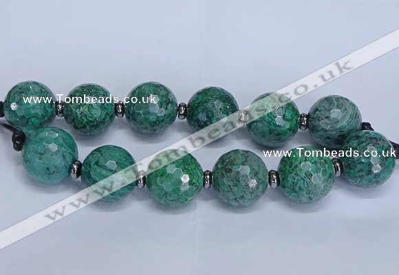 CLS352 7.5 inches 30mm faceted round large green picture jasper beads