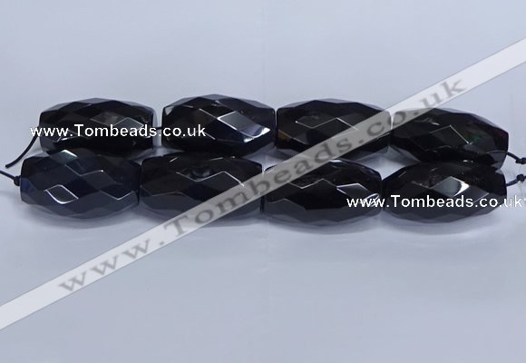 CLS401 7.5 inches 25*45mm faceted rice large black agate beads