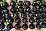 CLS432 15 inches 16mm faceted round black agate gemstone beads