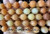 CLS440 15 inches 16mm faceted round red aventurine jade beads