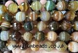 CLS456 15 inches 16mm faceted round brown banded agate beads