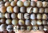 CLS507 15 inches 16mm round matte brown banded agate beads