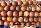 CLS509 15 inches 16mm round matte red banded agate beads